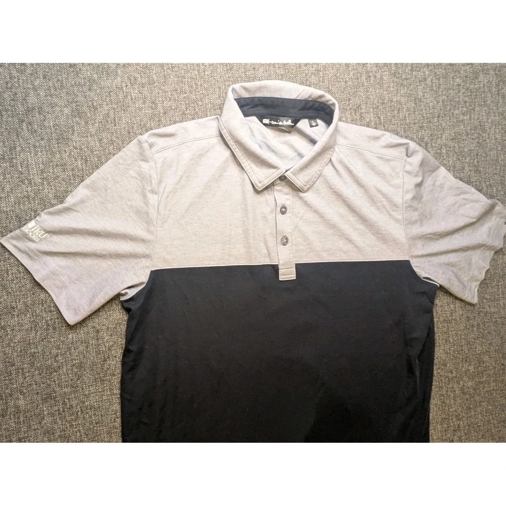 Travis Mathew‎ Mens Polo Shirt Short Sleeve Large Gray Golf Therma Tru Doors Tee